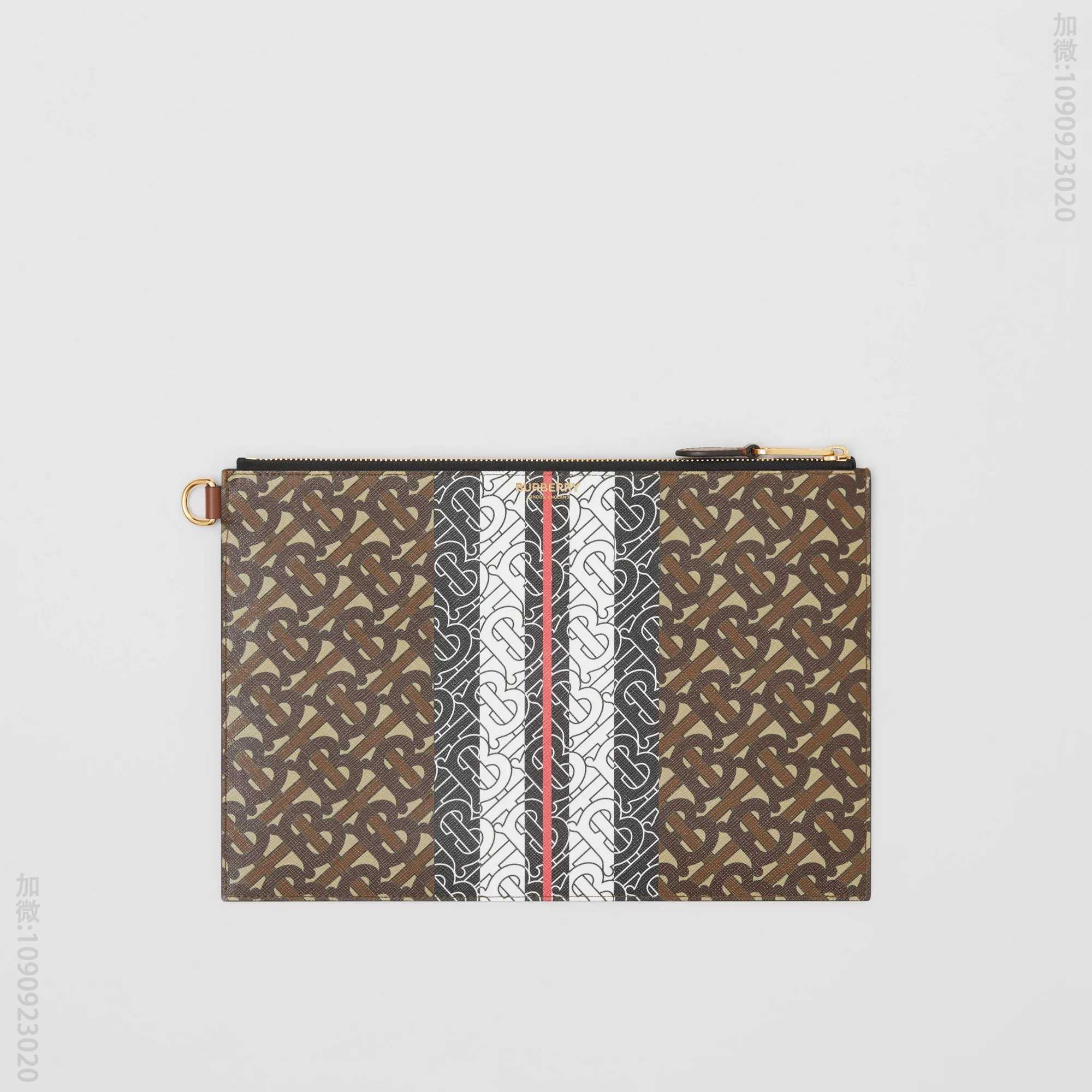 Burberry/巴宝莉 专属标识条纹环保帆布拉链收纳袋 80188941