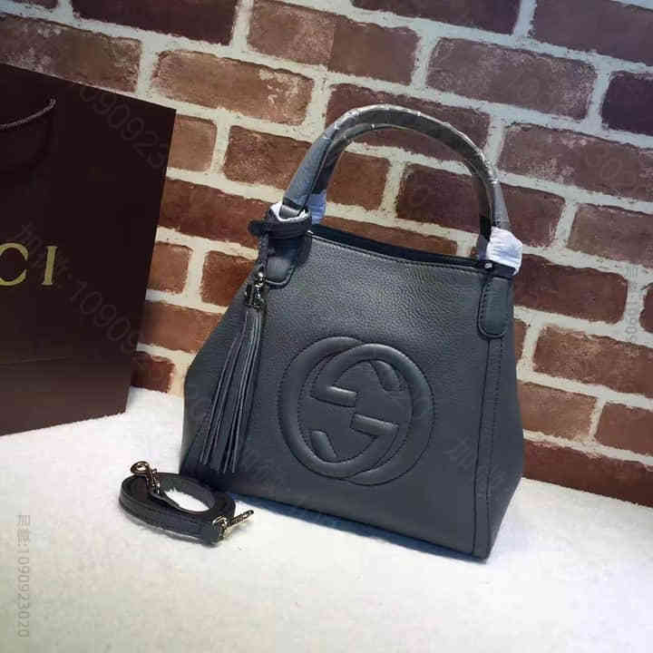 Gucci古驰 官网 soho流苏单肩小号肩背包 336751灰色 26CM...