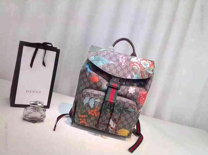 Gucci古驰/2016新款士休闲百搭双肩背包 405019花草小鸟