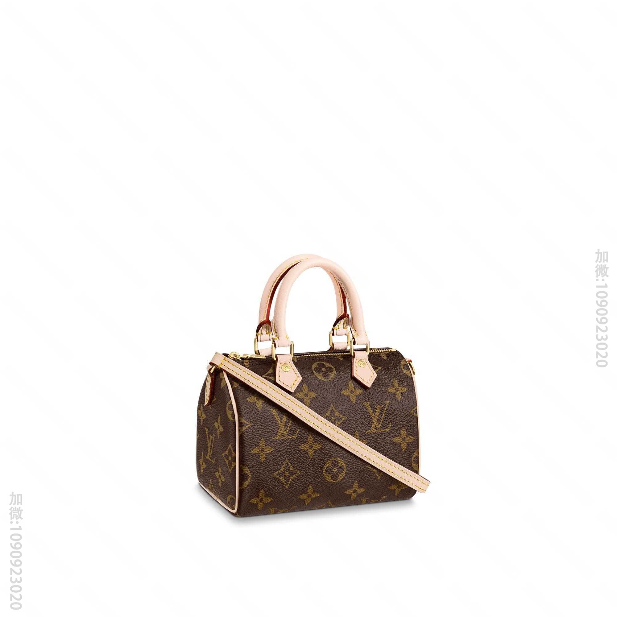 LV Monogram Nano Speedy手袋 老花色迷你枕头包 M61...