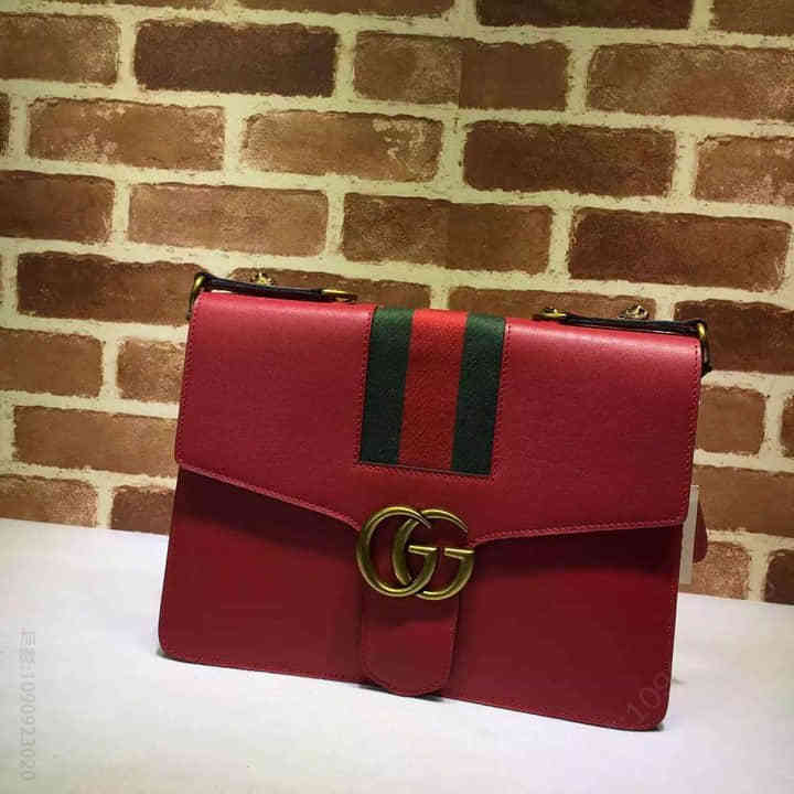 Gucci古驰 双G金属Marmont单肩链条包 421889 大红