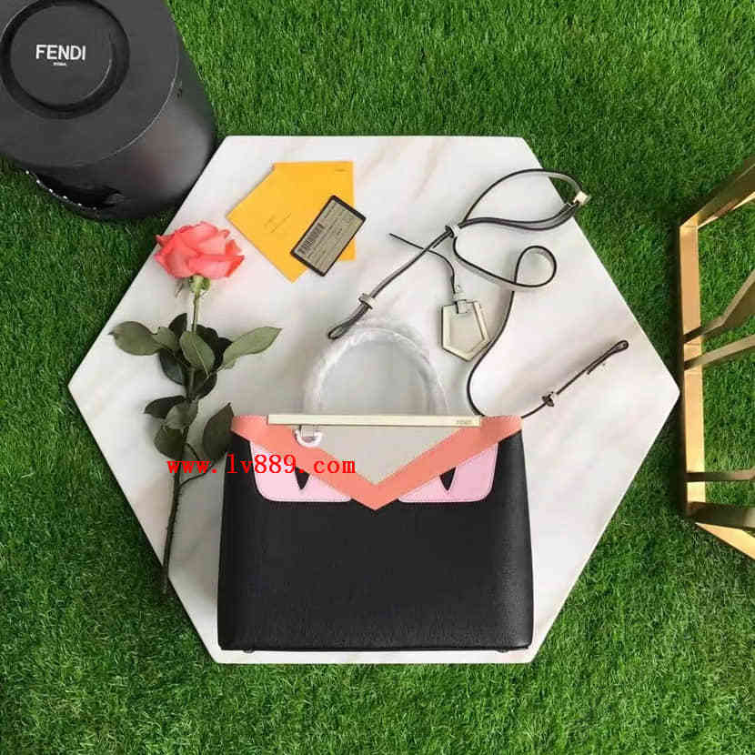 正品代购 2017最新款 芬迪FENDI 220S BAG BUGS风格眼睛图案 精美小牛皮手提包