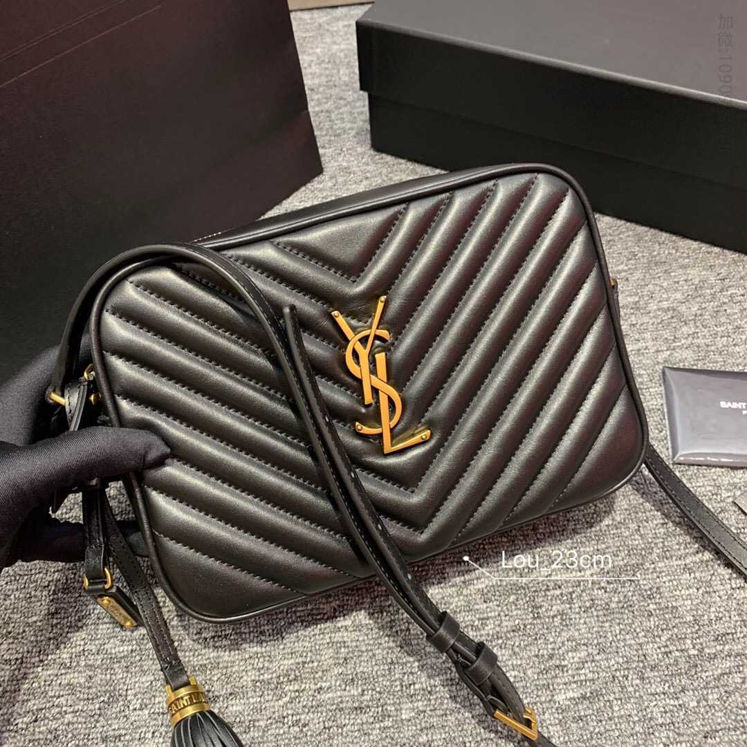 YSL/圣罗兰 LOU绗缝黑色真皮相机包 520534金扣