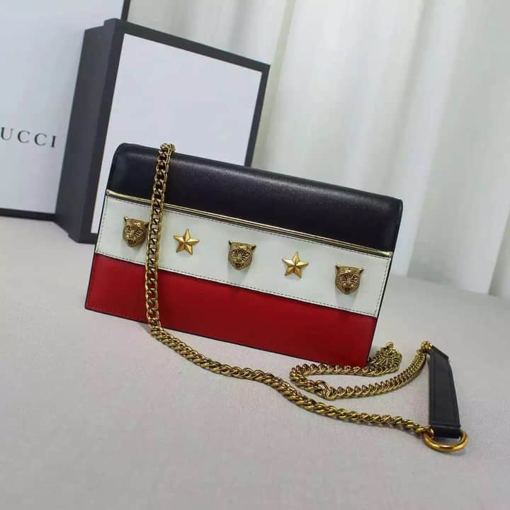 Gucci古驰 代购 16夏季新款女士单肩包 421843黑白红