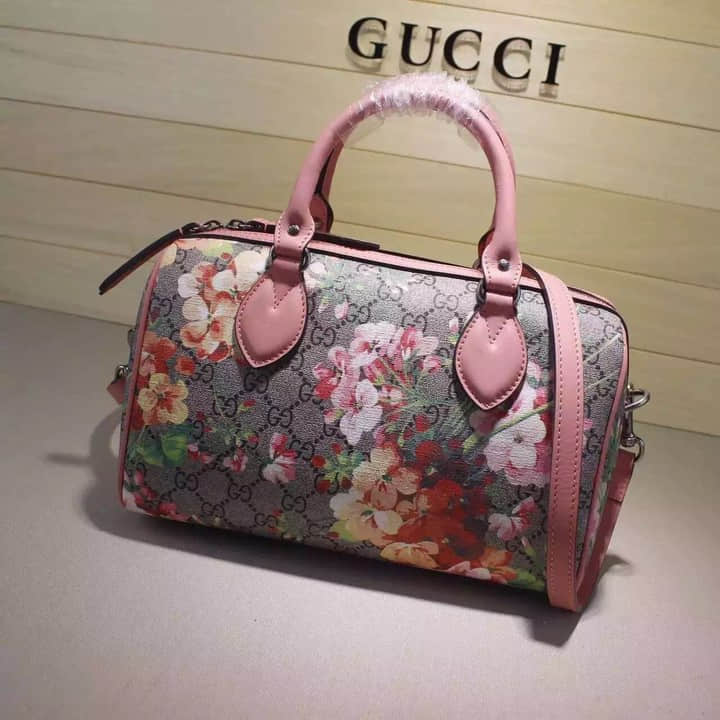 Gucci古驰 原单2015新款花卉波士顿包409529 粉色花纹