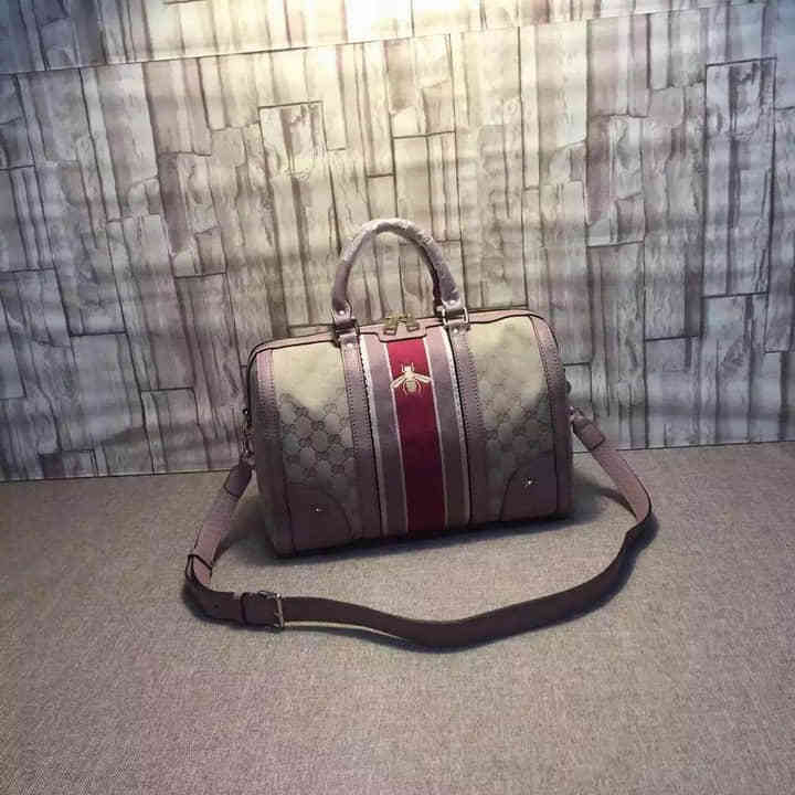 Gucci古驰 代购女包 2016早春 蜜蜂刺绣手提包 406868裸粉