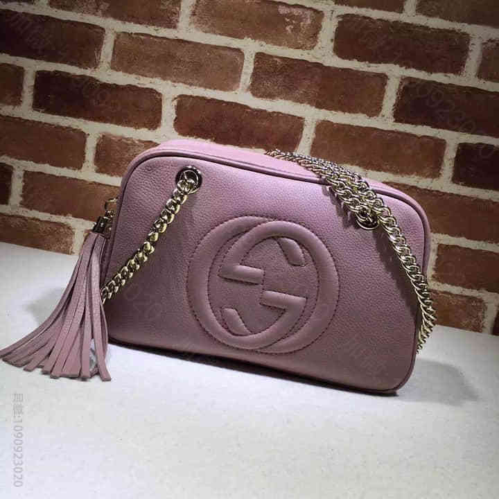 Gucci古驰 官网2015春夏新款女士软皮金属链单肩包 308983裸粉