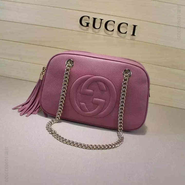 Gucci古驰 原单/女包女士链条单肩包斜挎包 308983浅玫红