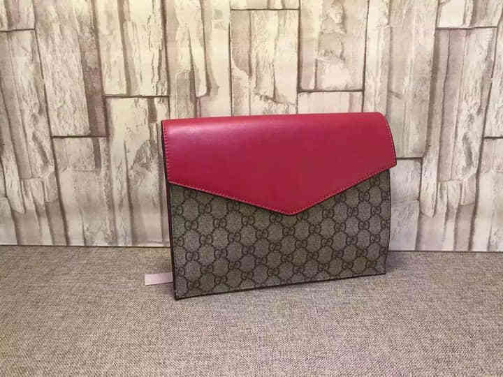 Gucci古驰 原单/手包女 通用手拿包410549红配玫红PVC