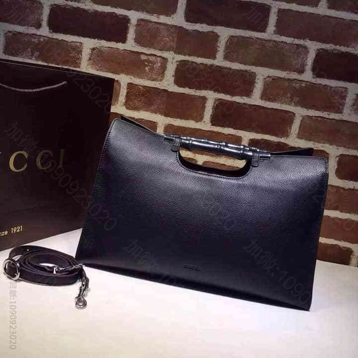 Gucci古驰 官网手提包竹节手柄手袋 370829黑色