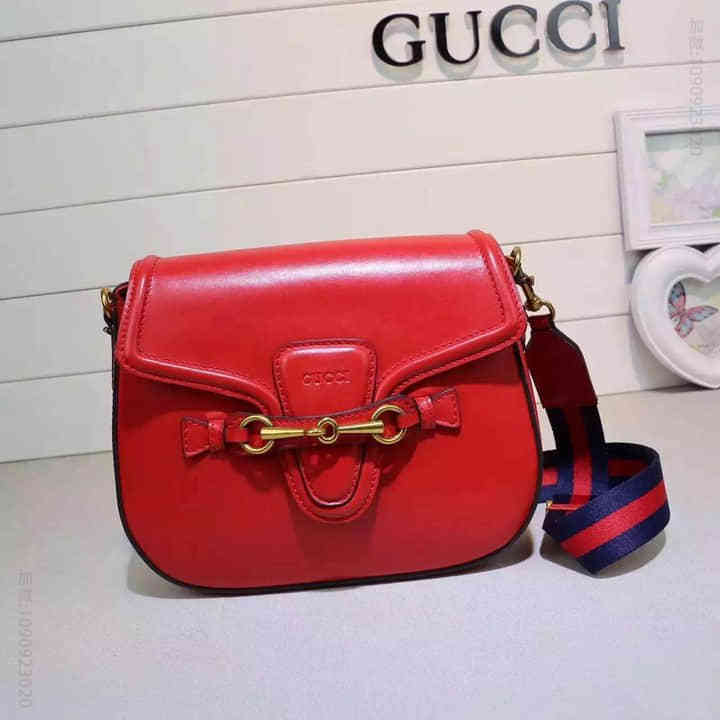 Gucci古驰 代购 2015春夏380573红色皮 中号单肩斜跨百搭邮差女包包