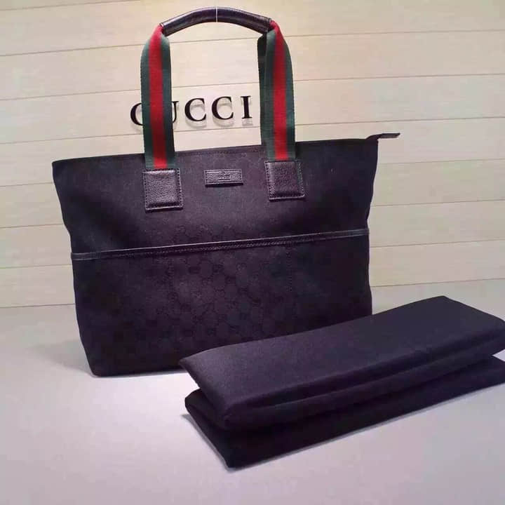 古驰女包 Gucci 原单肩挎包 155524黑布黑皮 完美品质 古驰手提包 
