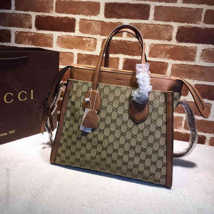 Gucci古驰 370822 手袋购物袋 e帆布GG面料分层购物袋