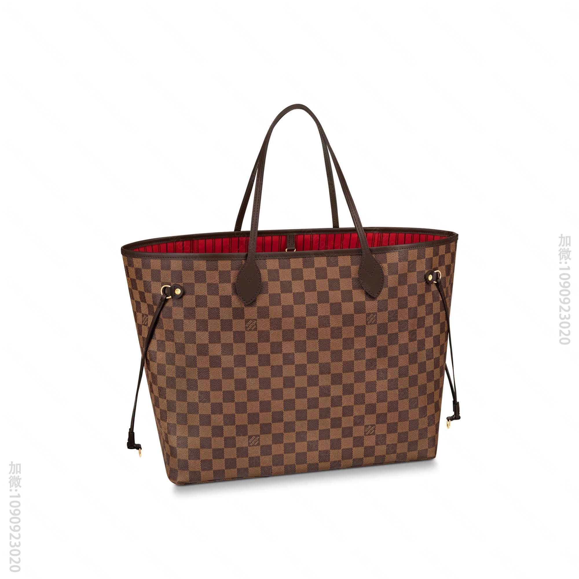 LV NEVERFULL 棋盘格大号手袋购物袋 N41357 红色内里