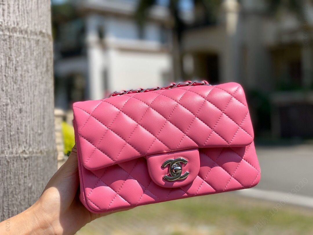 Chanel/香奈儿 Cf大mini20水洗小羊皮 桃粉