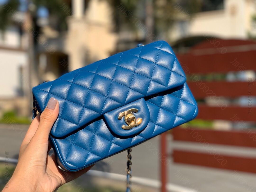 Chanel/香奈儿 Cf大mini20水洗小羊皮 水妖蓝