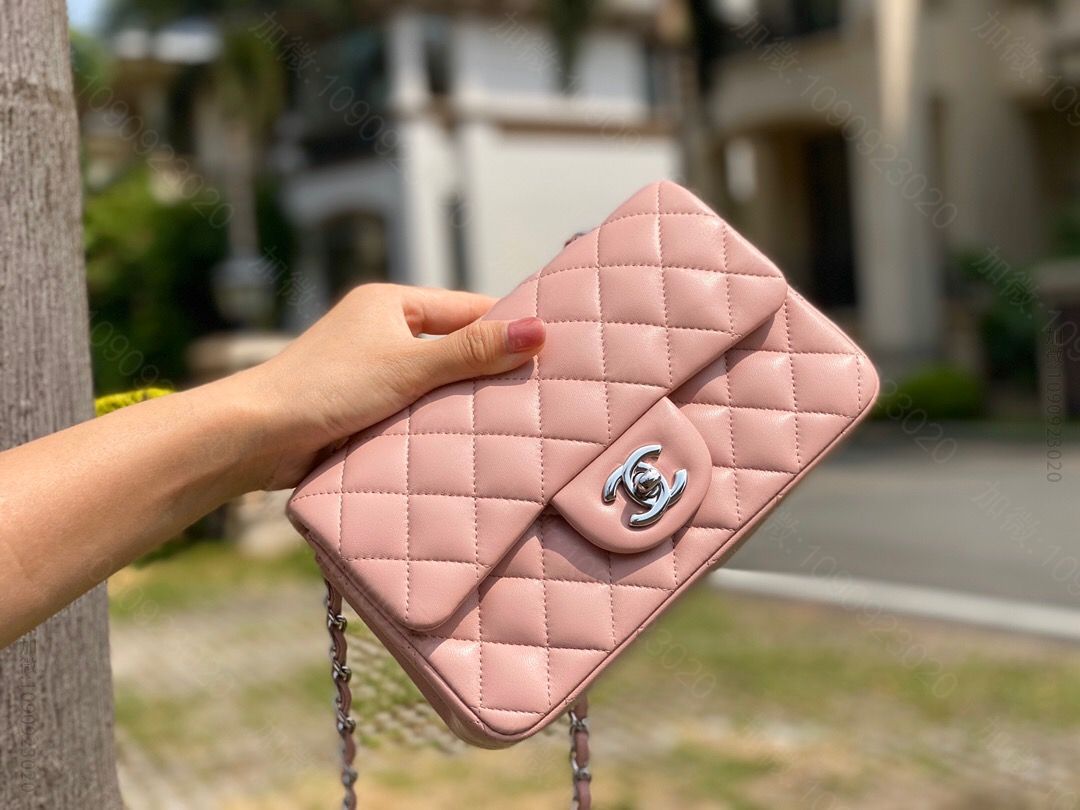 Chanel/香奈儿 Cf大mini20水洗小羊皮 浅粉