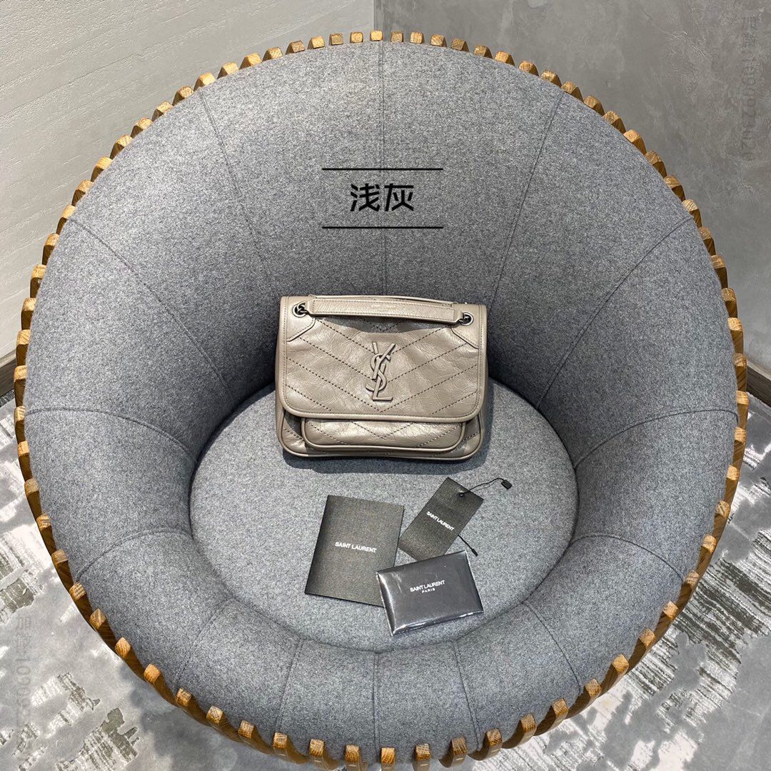 YSL/圣罗兰 NIKI浅灰色小号单肩斜挎包 533037