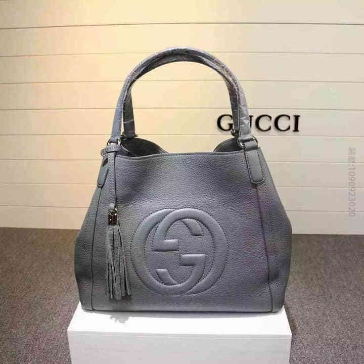 Gucci古驰 外贸女包 全皮soho中号肩背包 282309灰色