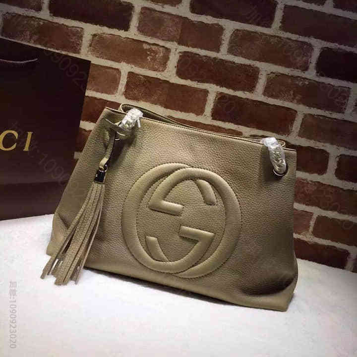 Gucci古驰 顶级 2014新款女包/手提包 308982杏色