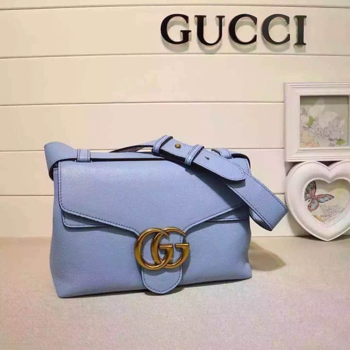 Gucci古驰 香港/2015新款女包单肩包 401173天蓝