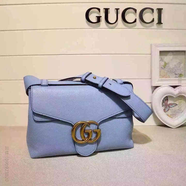 Gucci古驰 香港/2015新款女包单肩包 401173天蓝