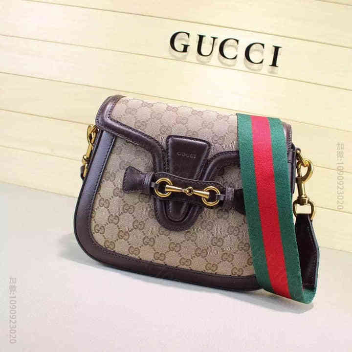 Gucci古驰 中号单肩斜跨百搭邮差女包包 383848深啡