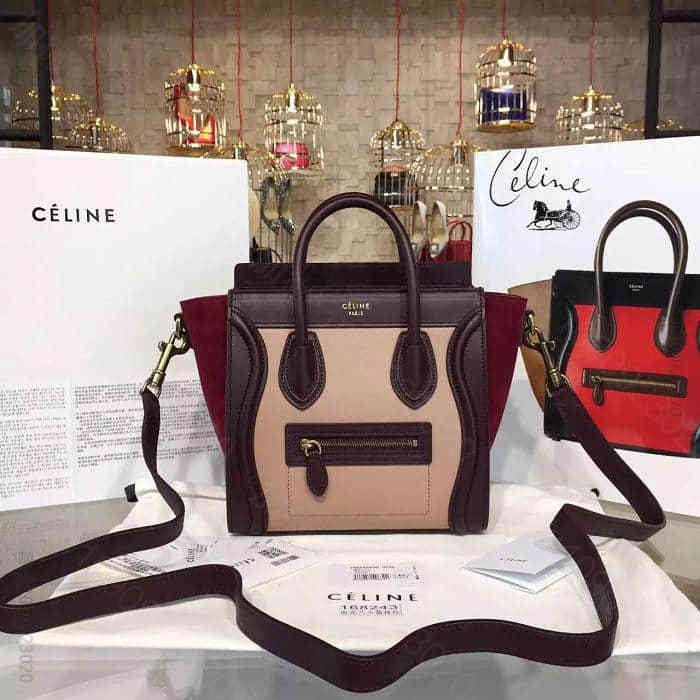Celine进口原版小牛皮笑脸包 赛琳原单货Luggage Nano手提斜背...