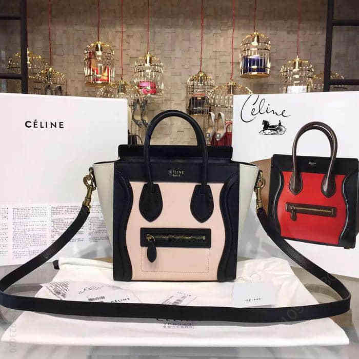 赛琳顶级笑脸包 Celine原版小牛皮Luggage Nano原单货手提斜背包168243