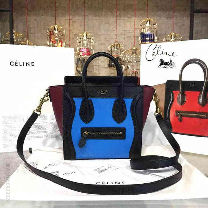赛琳顶级原单货笑脸包 Celine原版小牛皮Luggage Nano手提斜背...