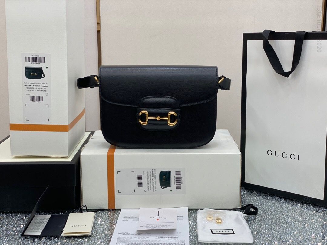 【正品原厂皮】Gucci 1955马衔扣肩背马鞍包 602204 1DB0G 1000