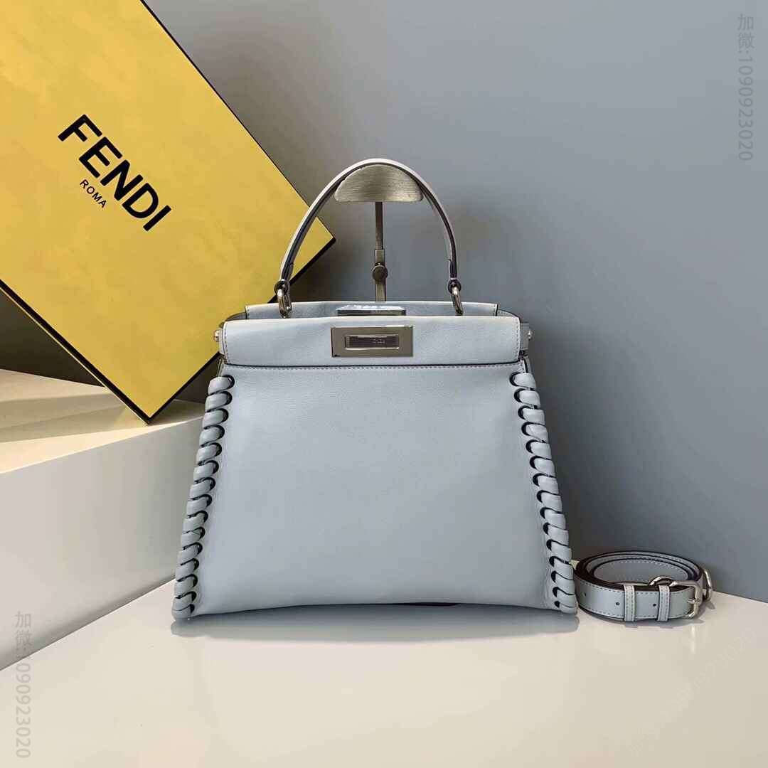 FENDI芬迪牛皮缘边牛皮编织PEEKABOO手袋9210M