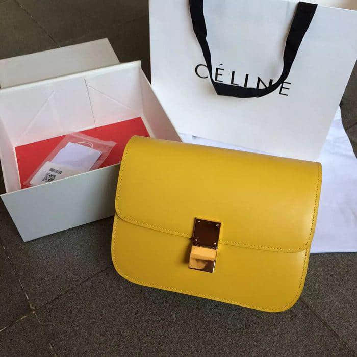 代购Celine经典明星款单肩包 赛琳海外顶级原版皮 168288黄色