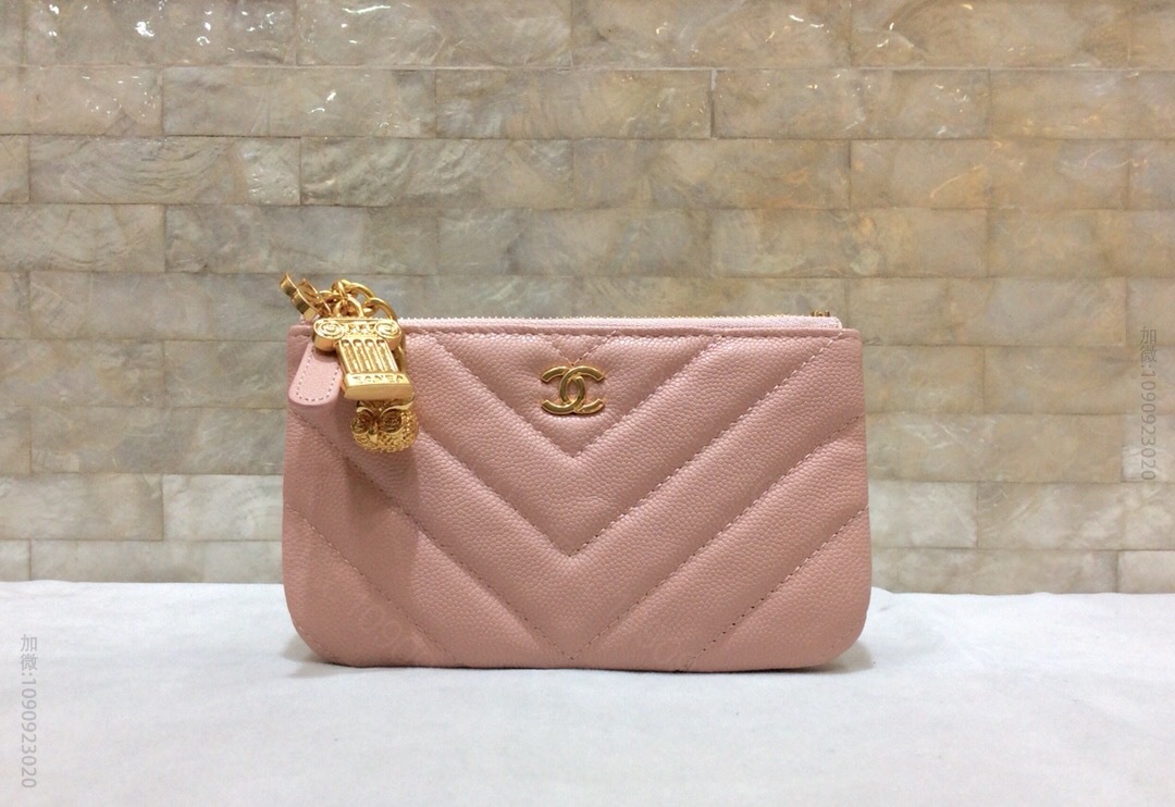 Chanel/香奈儿 Chanel猫头鹰系列 进口小球纹牛皮V纹钱包 A69...