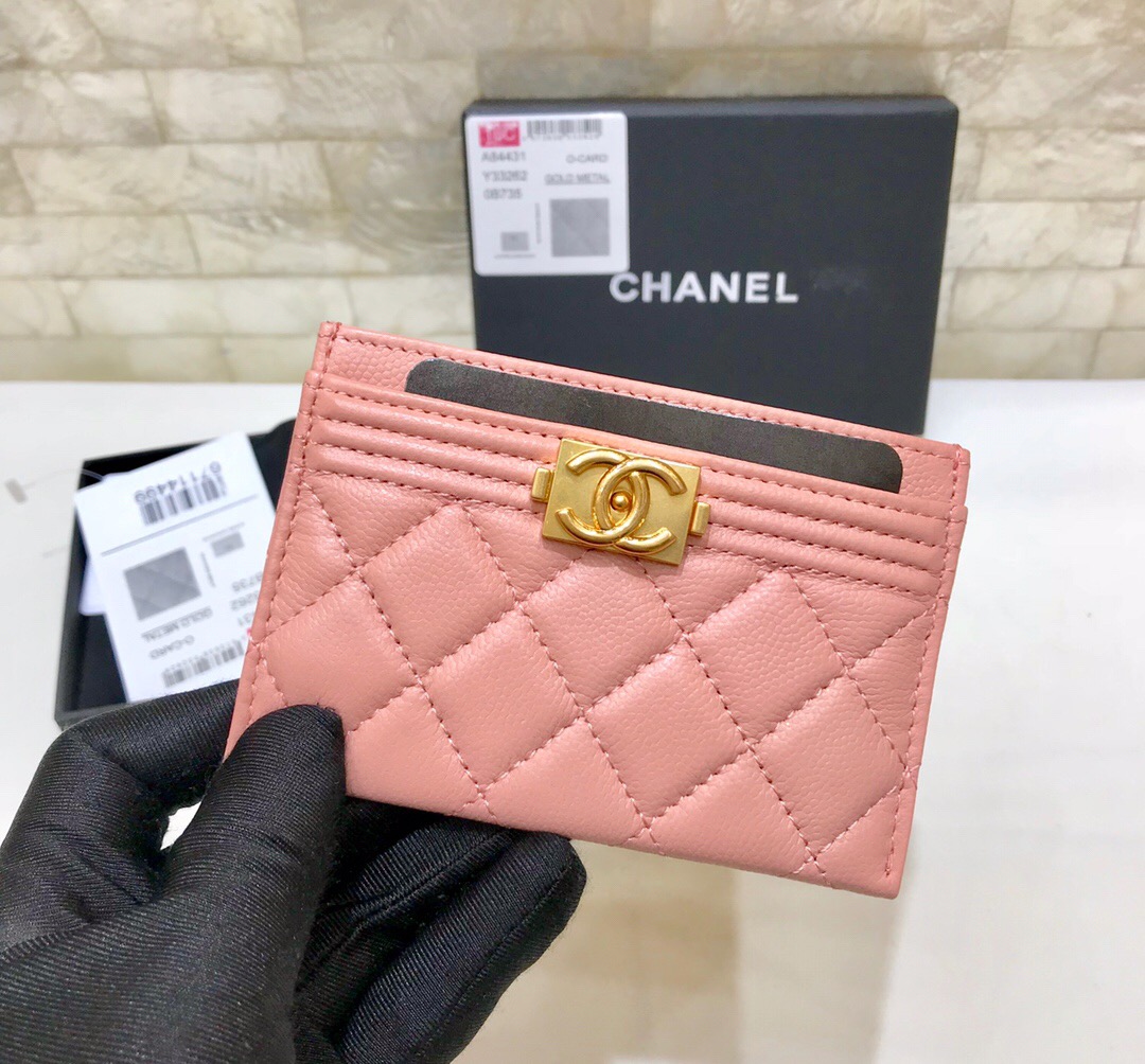 Chanel/香奈儿 Boy新品卡套 进口球纹片式卡包 A84431 Y33...