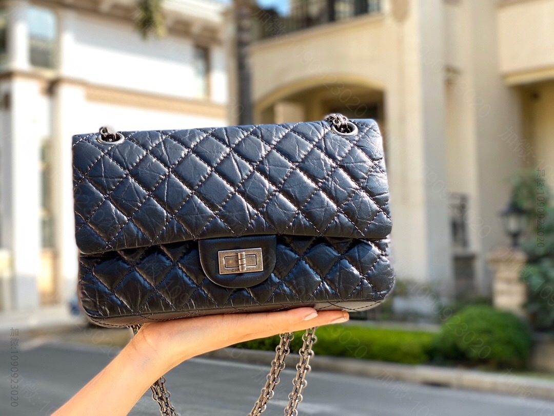 【正品原厂皮】Chanel/香奈儿 2.55 复古做旧菱格链条包 24CM