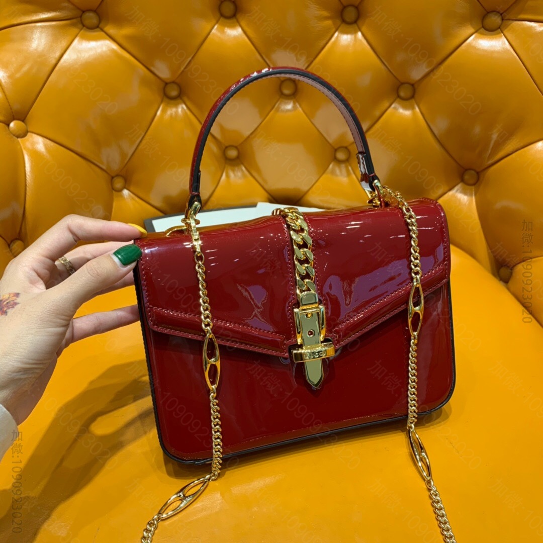 Gucci古驰 Sylvie 1969系列漆皮迷你手提包 589479 1J...