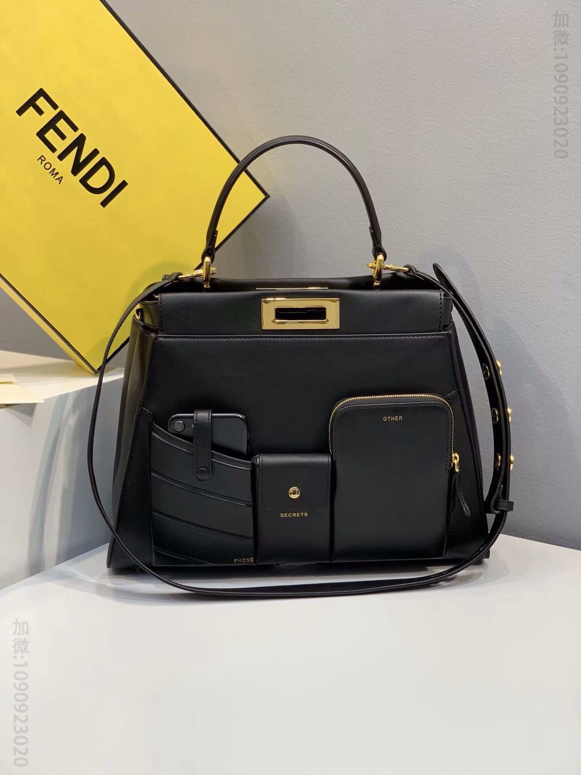 FENDI芬迪PEEKABOO牛皮手袋2113L