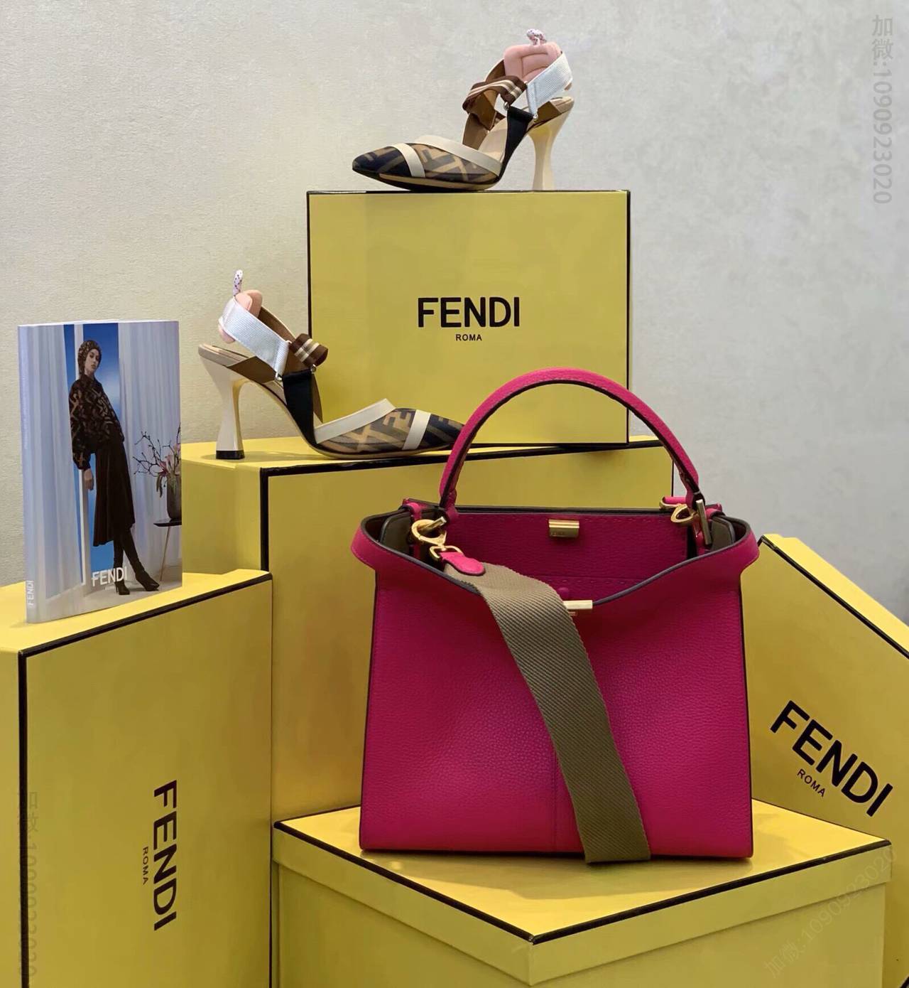 FENDI芬迪peekaboo经典荔枝纹皮纯手工缝制手提单肩包305S