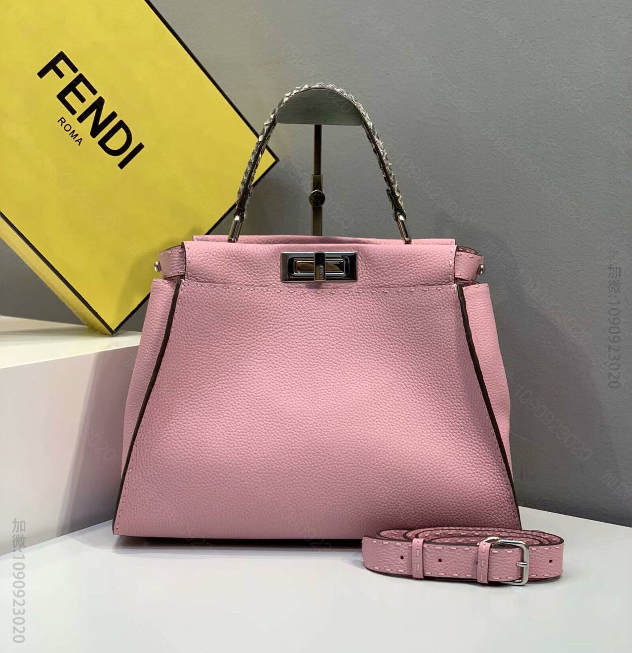 FENDI芬迪PEEKABOO罗马牛皮全手工缝制手提单肩包5290M
