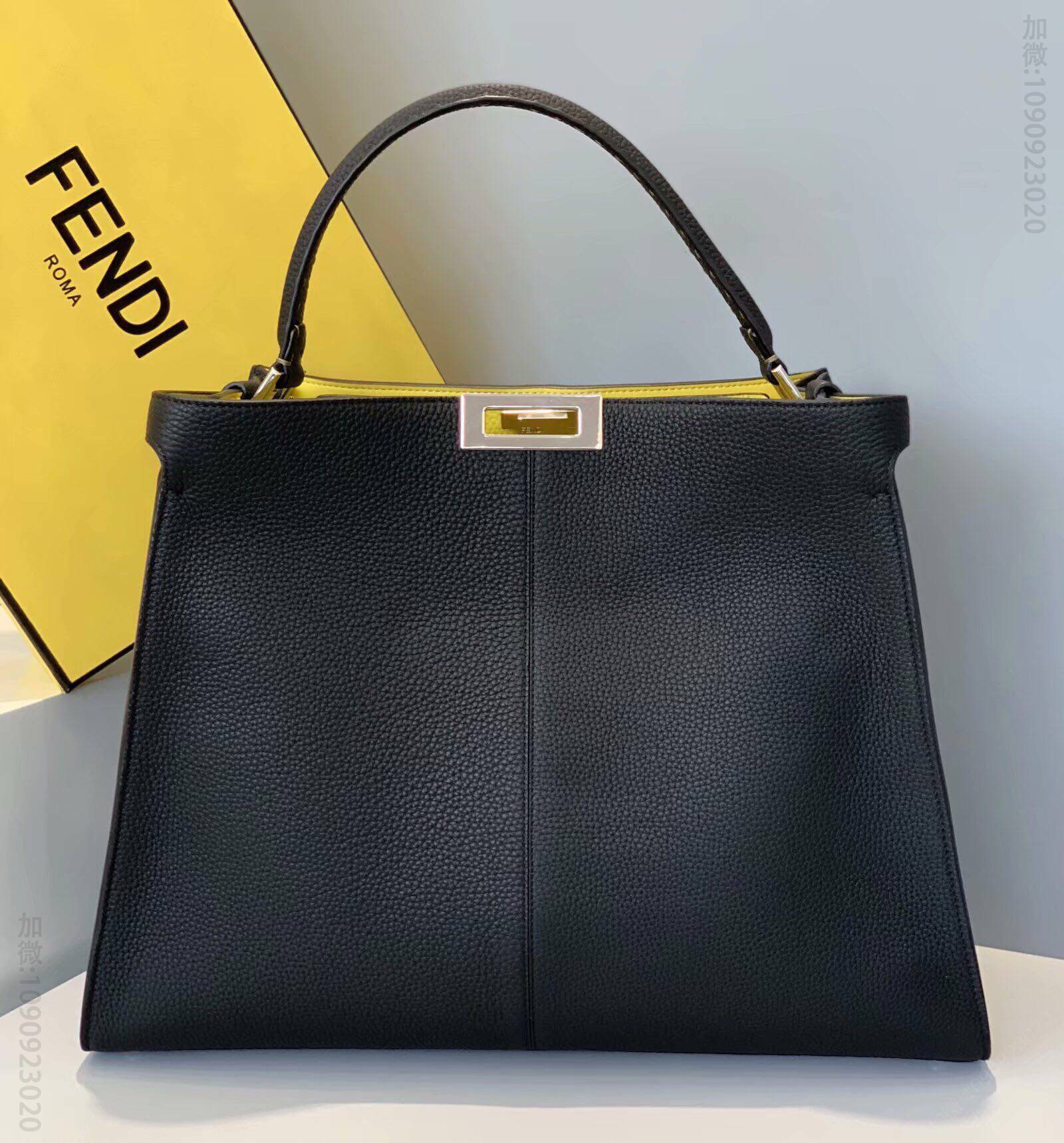 FENDI芬迪荔枝纹皮纯手工缝制peekaboo手袋305M
