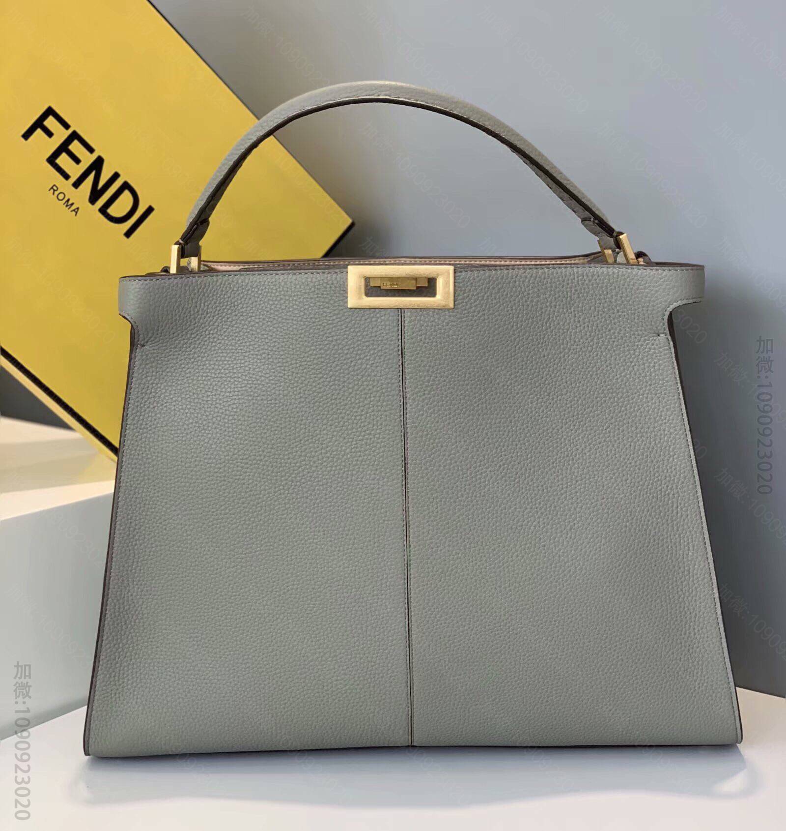 FENDI芬迪荔枝纹皮纯手工缝制peekaboo手袋305M