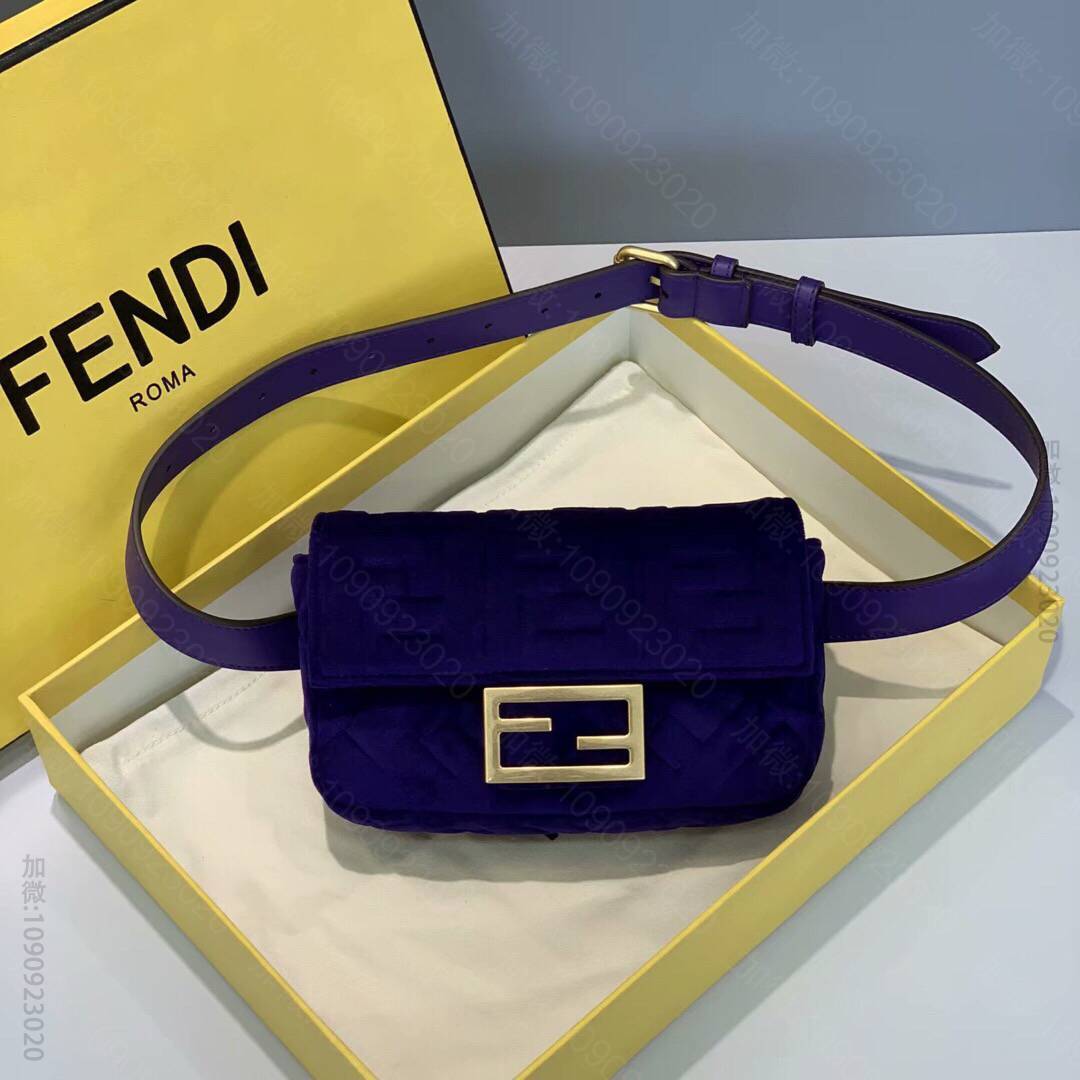 FENDI芬迪丝绒毛压印FF腰包318