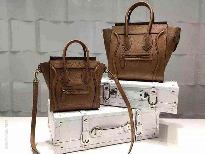 赛琳官网原版Luggage Nano手提斜背包 168243土黄荔枝纹
