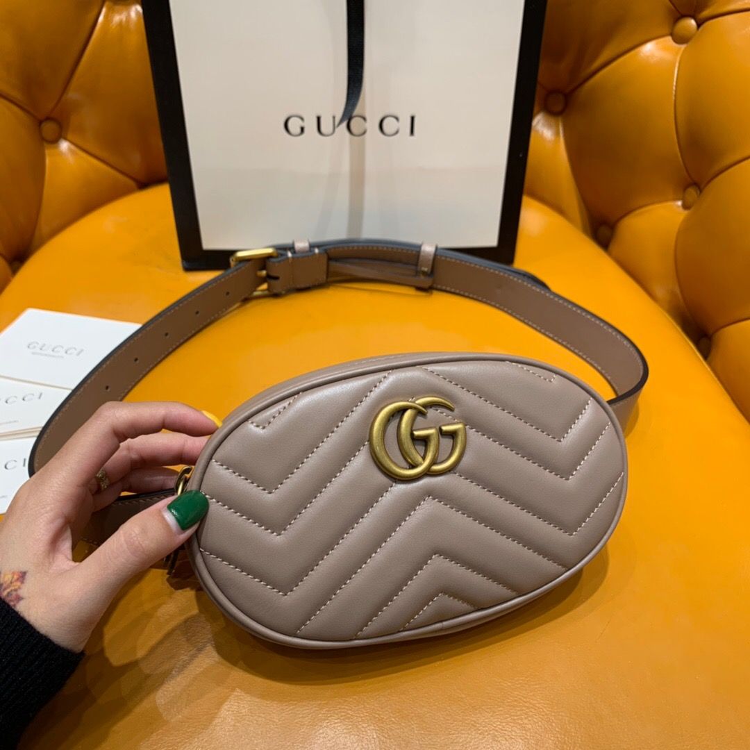 Gucci古驰 GG Marmont系列绗缝皮革腰包 476434 DSVR...