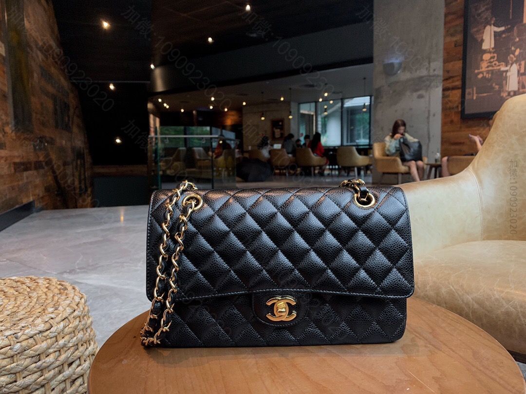 Chanel/香奈儿 正品皮黑色CF25CM单肩斜挎包