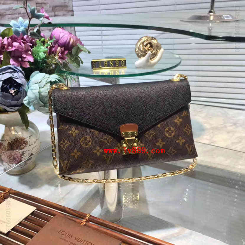 高仿LV女包 LV M41223 路易威登 Pallas Chain手袋 老花Monogram链条单肩斜挎包 高仿LV女包 M41223