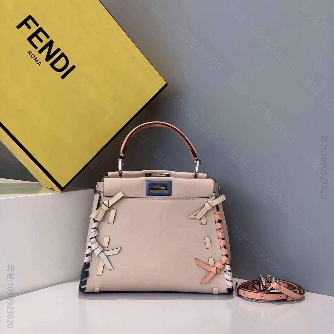 FENDI芬迪小蝴蝶结装饰意大利牛皮PEEKABOO手提包5510S