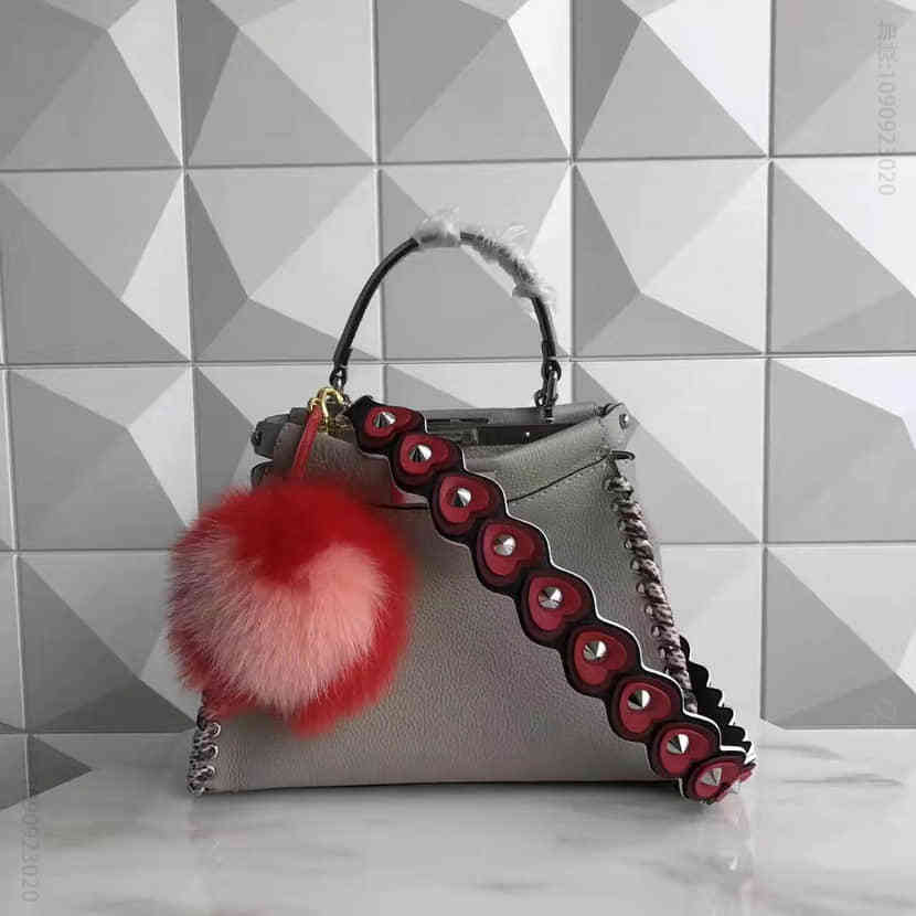 官方 2017年春夏新款 芬迪FENDI 2105 MINI PEEKABOO 手工蟒蛇皮编织手提包