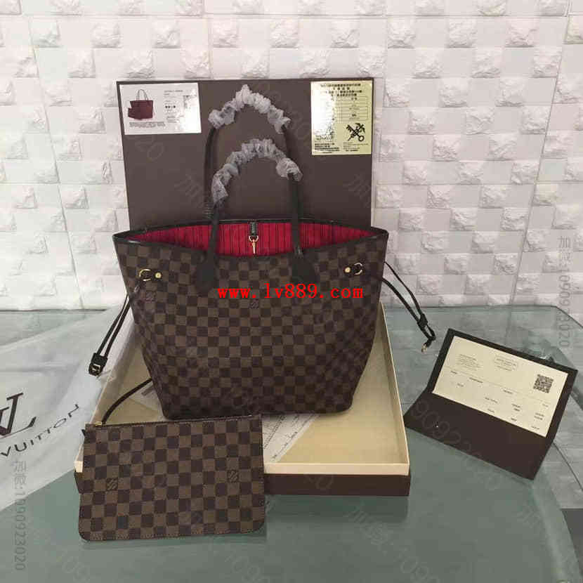 LV N41358 路易威登Neverfull 中号手袋 Damier Eb...